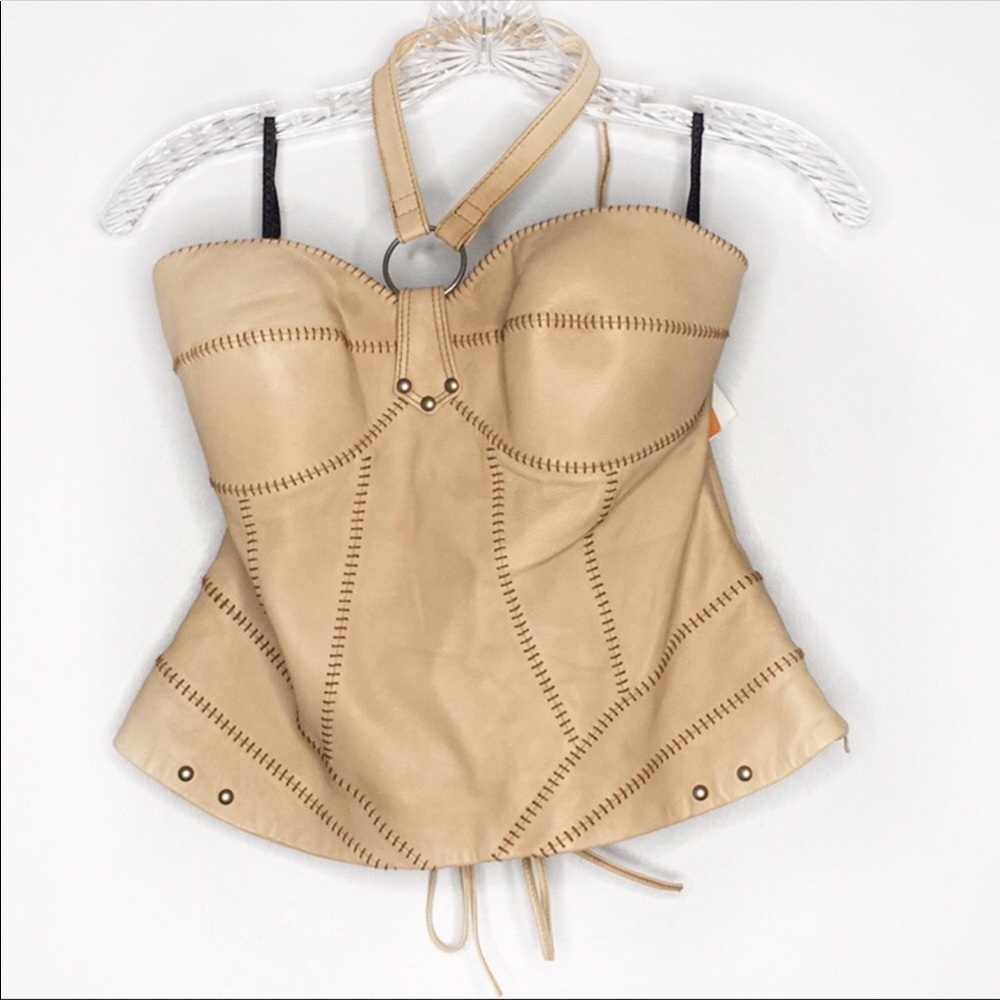 NWT Harley Davidson Leather Lace Up Bustier Corset